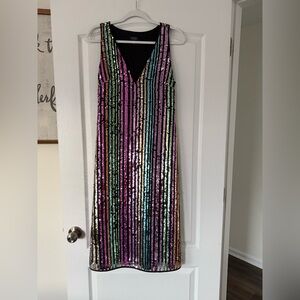 Halogen  x Atlantic Pacific (Nordstrom) - Sequin Striped Midi Dress - Size 2